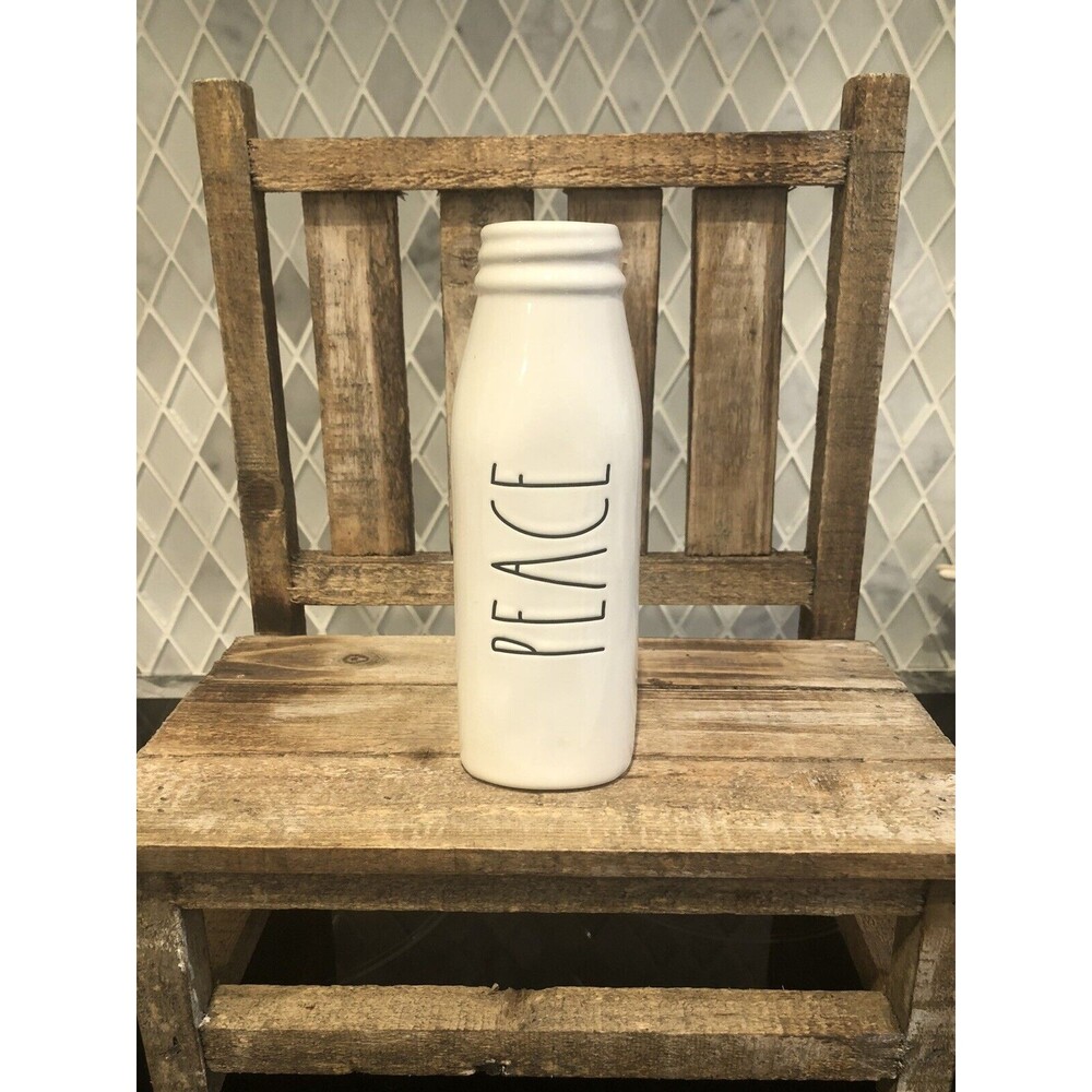 Rae Dunn Vintage Milk Bottle Shaped Vase PEACE